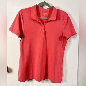 Croft & Barrow Coral Pink Polo Fitted Short Sleeve Top